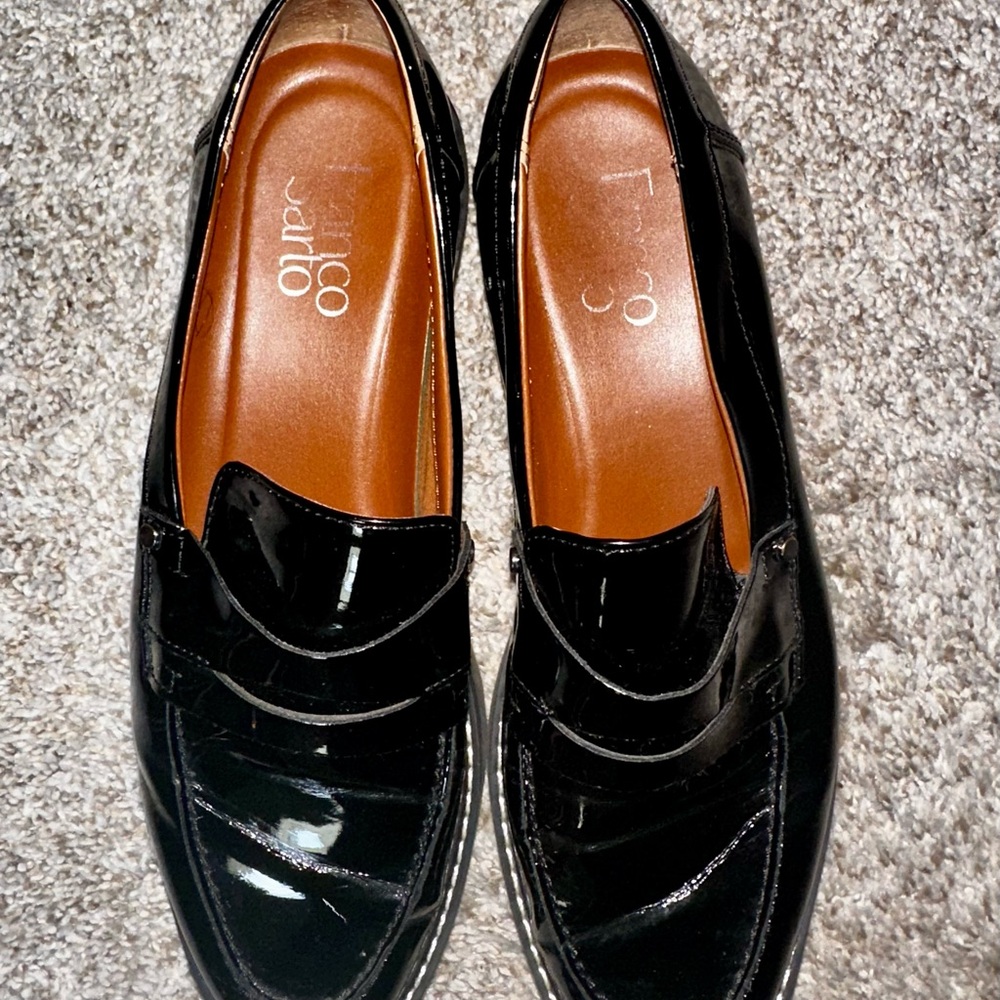 Franco Sarto Black Patent Leather Loafers